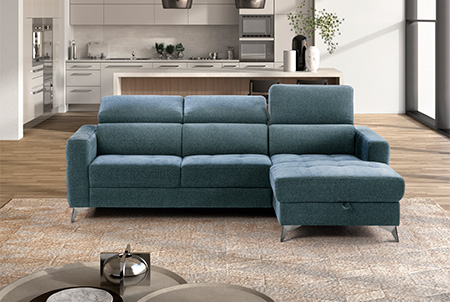 sandy divano angolare con chaise longue verde