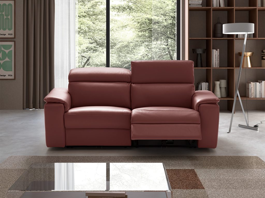Cobalto divano lineare con 2 relax elettrici in vera pelle rosa