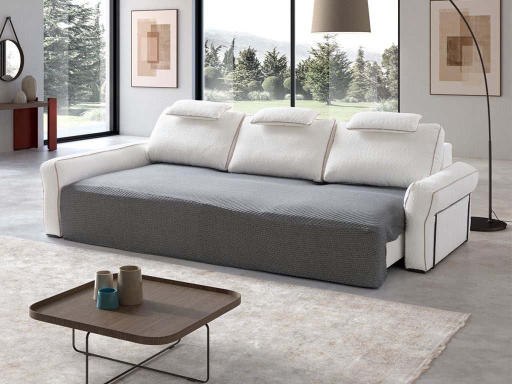 Icona divano angolare con chaise longue scorrevole e sedute scorrevoli contenitori bianco