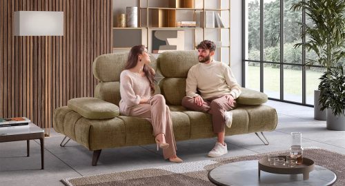 divano dal design moderno in tessuto verde