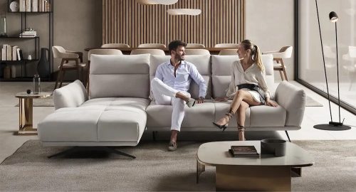 Salotti eleganti moderni con divano Piuma e chaise longue
